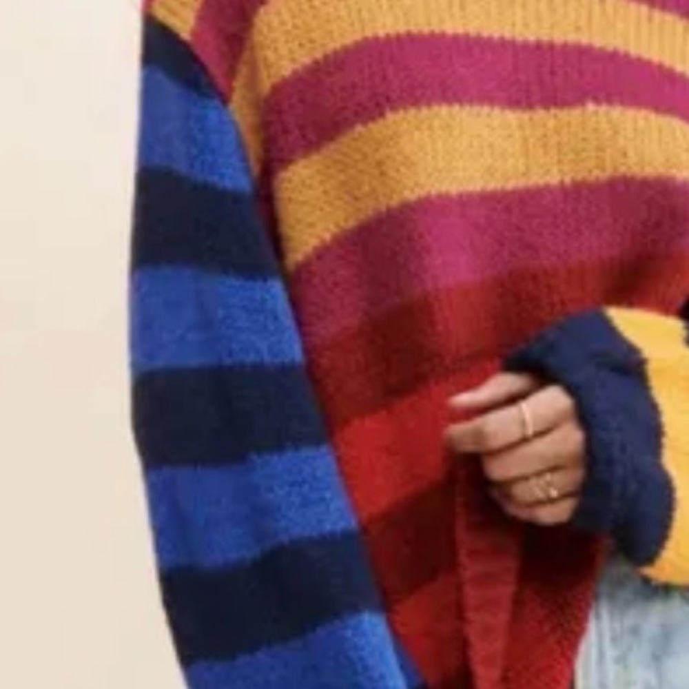 Luna Colorful Colorful 
Stripes Sweater 
W/ balloon sleeves 
NWOT
Color- multi - Picture 7 of 10